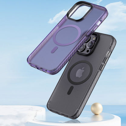 Apple iPhone 14 Pro Kılıf Mat Arka Yüzey Wireless Şarj Özellikli Zore Locik Kapak Derin Mor