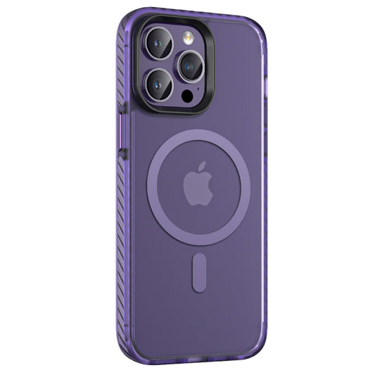 Apple iPhone 14 Pro Kılıf Mat Arka Yüzey Wireless Şarj Özellikli Zore Locik Kapak Derin Mor
