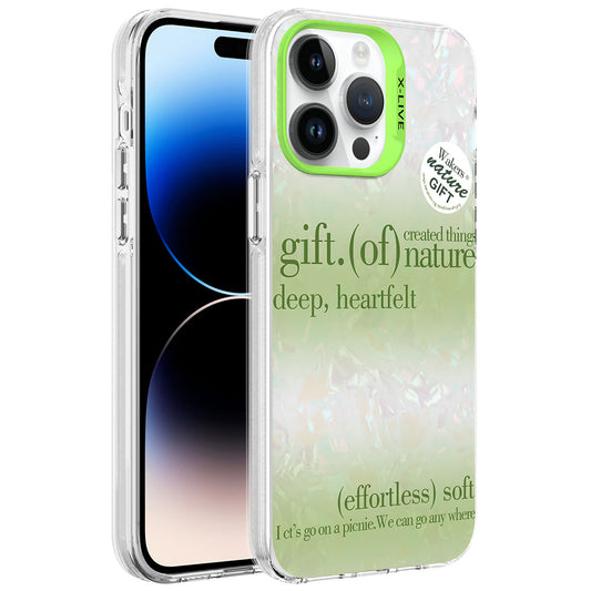 Apple iPhone 14 Pro Kılıf Mermer Desenli Zore Marbello Kapak Yeşil
