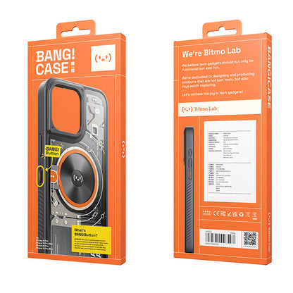Apple iPhone 14 Pro Kılıf Özelleştirilebilir 3 Fonksiyonlu Bluetooth Bağlantılı Bitmo Lab Bangcase Akıllı Magsafe Kapak Siyah