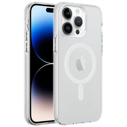 Apple iPhone 14 Pro Kılıf Zore Magsafe Şarj Özellikli Buzlu Transparan C-Pro Sert Kapak Renksiz