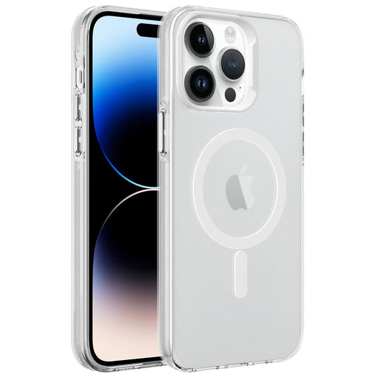 Apple iPhone 14 Pro Kılıf Zore Magsafe Şarj Özellikli Buzlu Transparan C-Pro Sert Kapak Renksiz