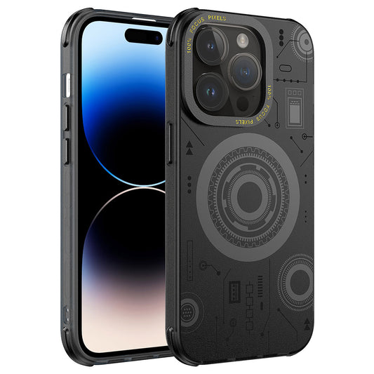 Apple iPhone 14 Pro Kılıf Zore Wireless Şarj Özellikli Desenli Hot Kapak Siyah