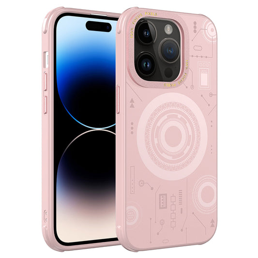 Apple iPhone 14 Pro Kılıf Zore Wireless Şarj Özellikli Desenli Hot Kapak Rose Gold