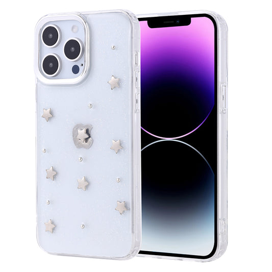 Apple iPhone 14 Pro Max Kılıf Airbag Tasarımlı Simli Şeffaf Zore Kutup Kapak Yıldız