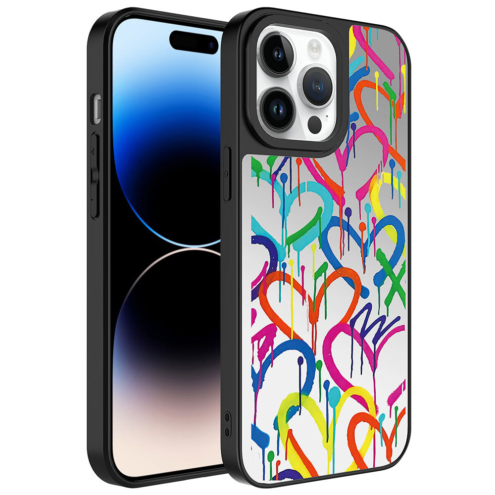 Apple iPhone 14 Pro Max Kılıf Aynalı Desenli Kamera Korumalı Parlak Zore Mirror Kapak Seyahat