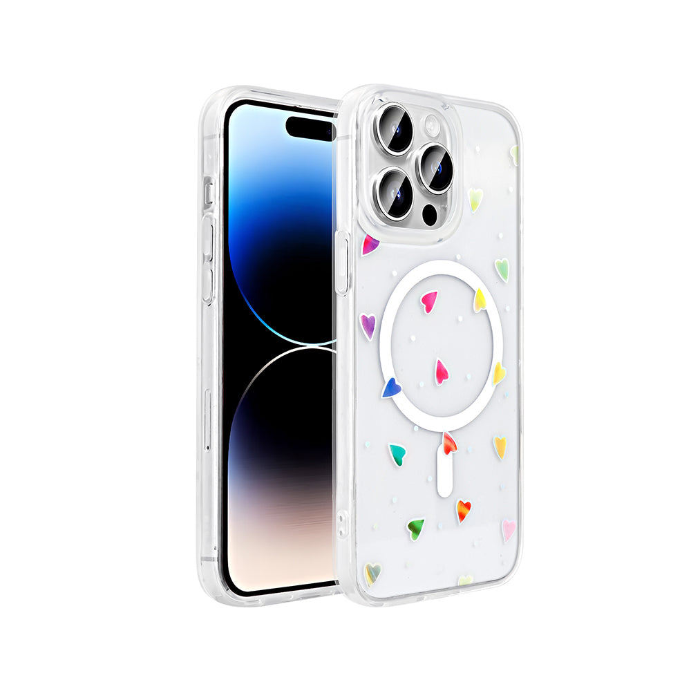 Apple iPhone 14 Pro Max Kılıf M-Safe Şarj Özellikli Şeffaf Zore Folk Sert Kapak Sevimli Köpek