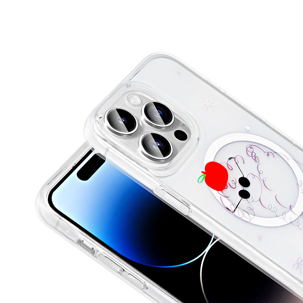 Apple iPhone 14 Pro Max Kılıf M-Safe Şarj Özellikli Şeffaf Zore Folk Sert Kapak Sevimli Köpek