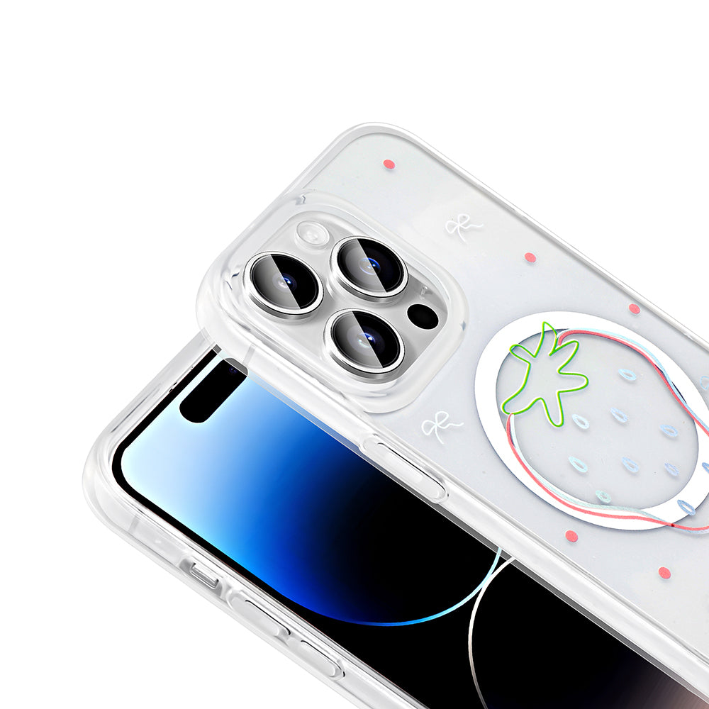 Apple iPhone 14 Pro Max Kılıf M-Safe Şarj Özellikli Şeffaf Zore Folk Sert Kapak Sevimli Köpek