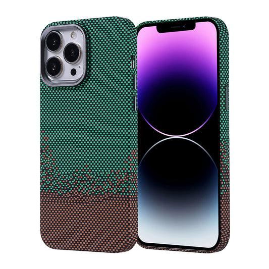 Apple iPhone 14 Pro Max Kılıf Magsafe Şarj Özellikli Karbon Fiber Görünümlü Zore Nekst Kapak Yeşil