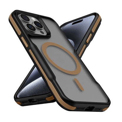 Apple iPhone 14 Pro Max Kılıf Magsafe Şarj Özellikli Renkli Kenar Airbag Şeritli Zore Lamer Kapak Turuncu