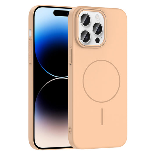 Apple iPhone 14 Pro Max Kılıf Magsafe Şarj Özellikli Zore Ruby Sert Kapak Desert Titanyum
