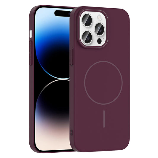 Apple iPhone 14 Pro Max Kılıf Magsafe Şarj Özellikli Zore Ruby Sert Kapak Mürdüm