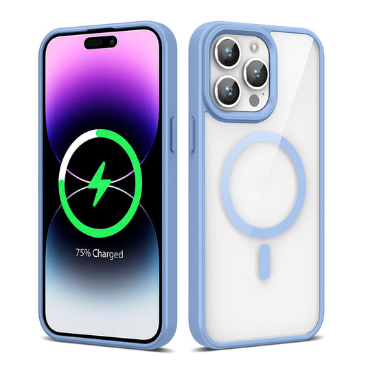 Apple iPhone 14 Pro Max Kılıf Magsafe Wireless Şarj Özellikli Silikon Zore Ege Kapak Açık Mavi