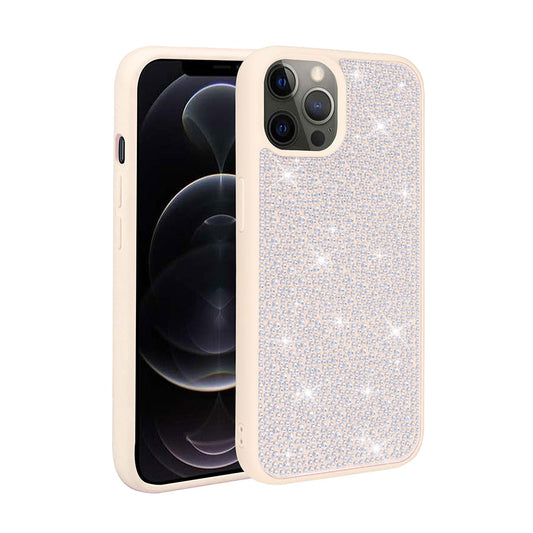 Apple iPhone 14 Pro Max Kılıf Parlak Taşlı Tasarım Zore Ston Kapak Beyaz
