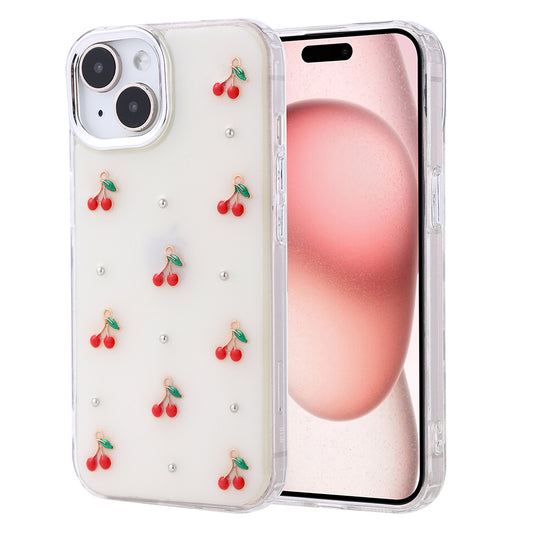 Apple iPhone 15 Kılıf Airbag Tasarımlı Simli Şeffaf Zore Kutup Kapak Kiraz
