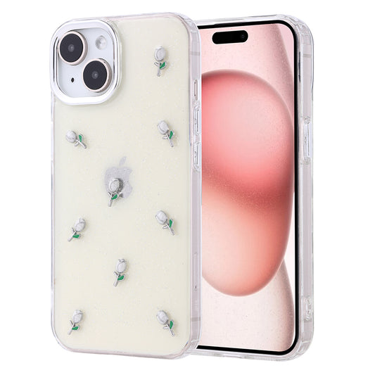 Apple iPhone 15 Kılıf Airbag Tasarımlı Simli Şeffaf Zore Kutup Kapak Lale