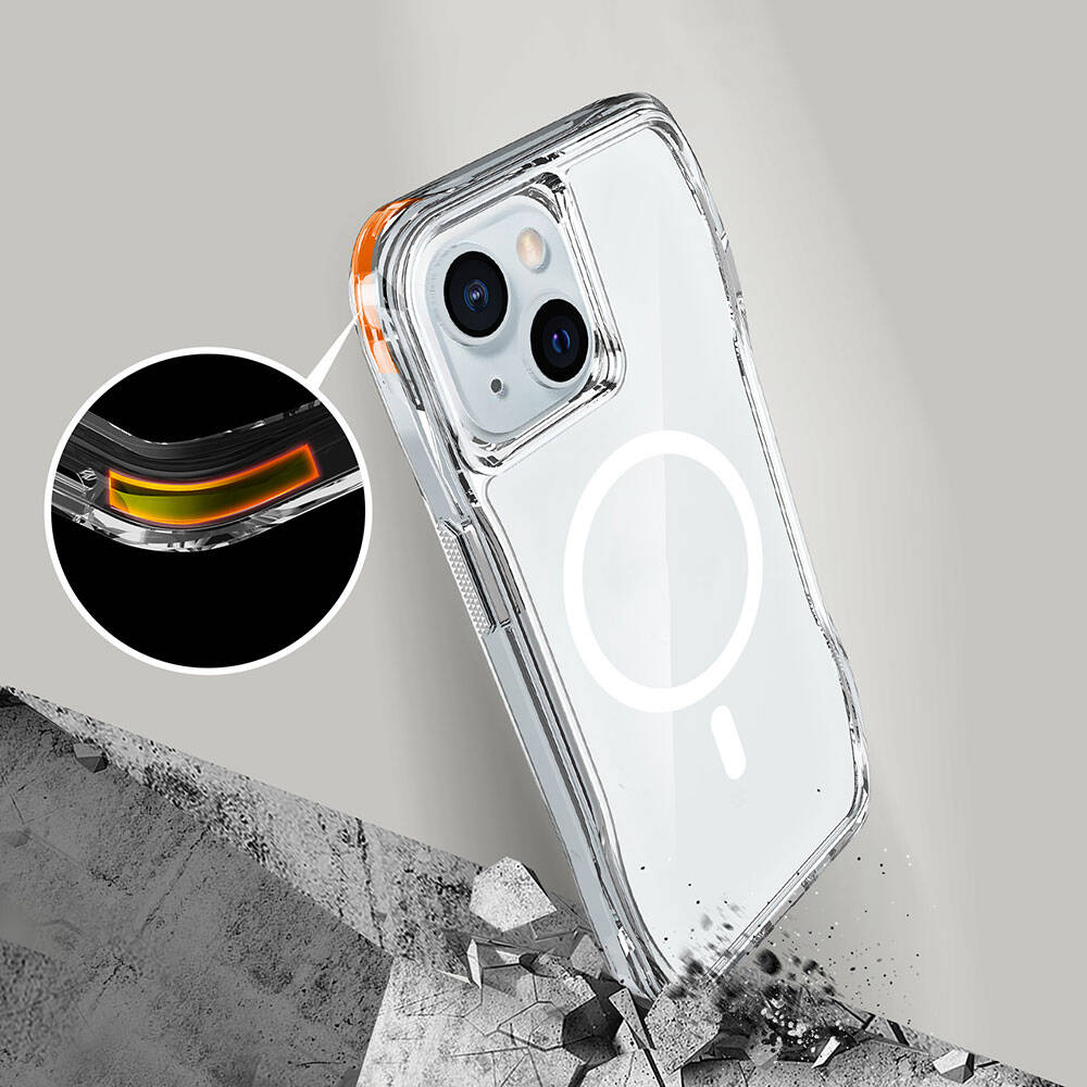 Apple iPhone 15 Kılıf Magsafe Şarj Özellikli Airbagli Şeffaf Zore İncek Kapak Şeffaf