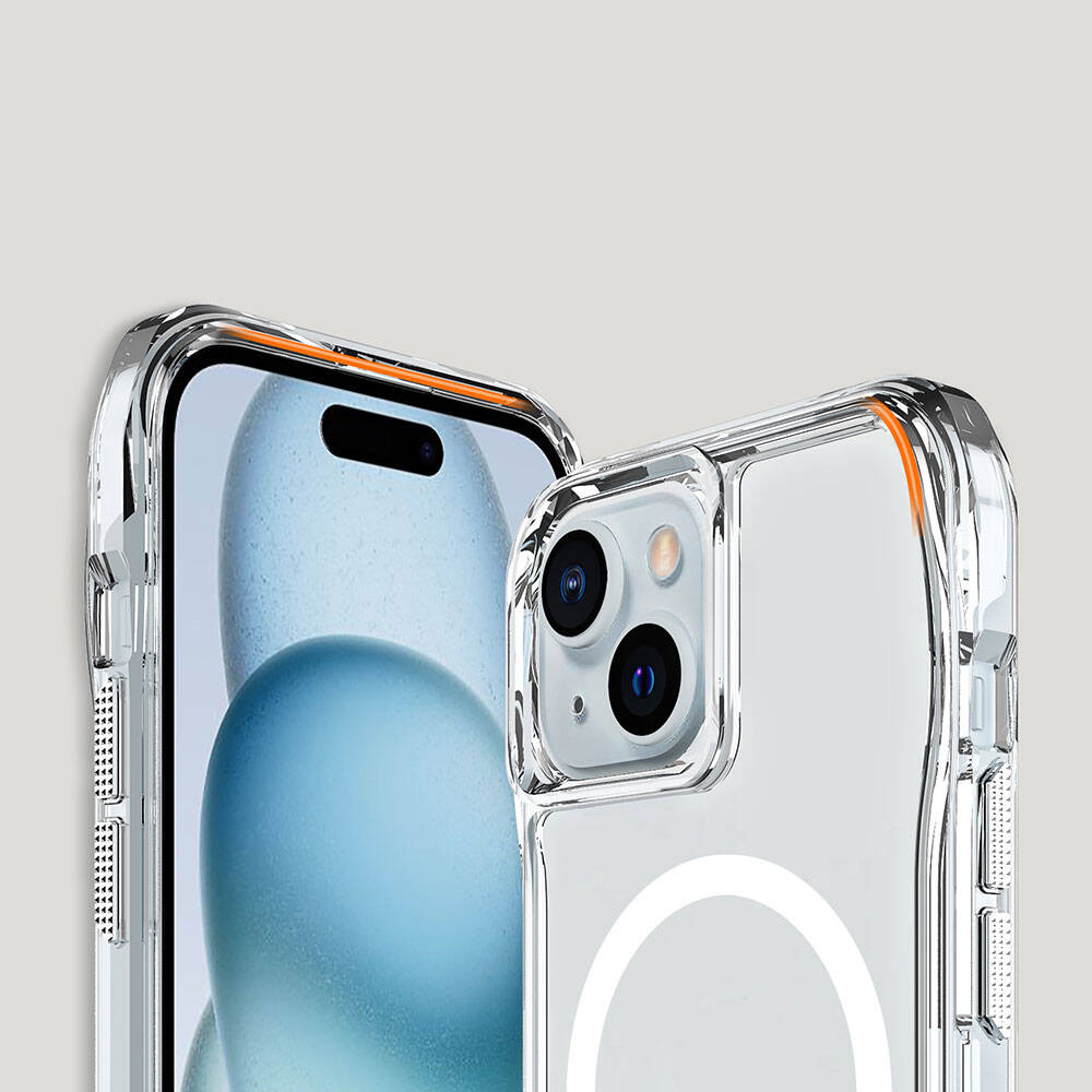 Apple iPhone 15 Kılıf Magsafe Şarj Özellikli Airbagli Şeffaf Zore İncek Kapak Şeffaf
