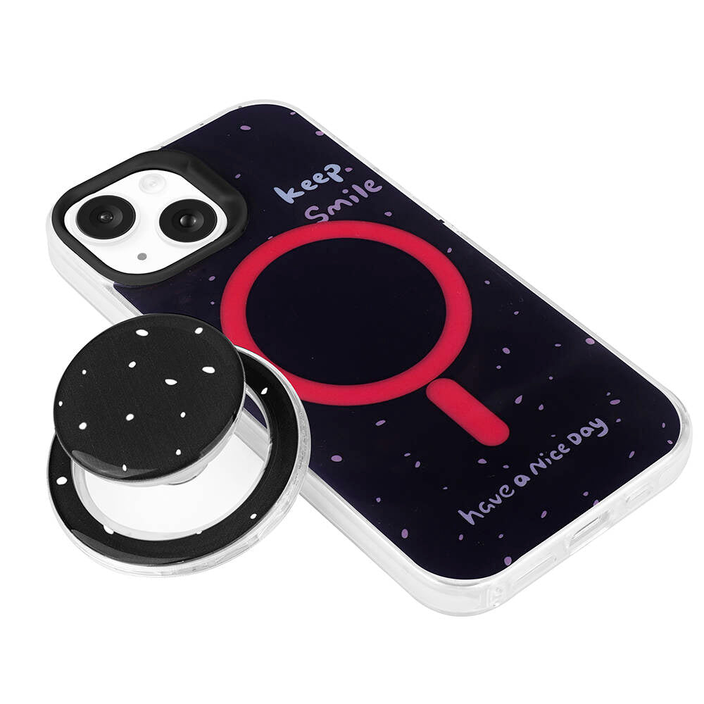 Apple iPhone 15 Kılıf Magsafe Şarj Özellikli Tak-Çıkar Pop Soketli Zore Tiktok Kapak Mor