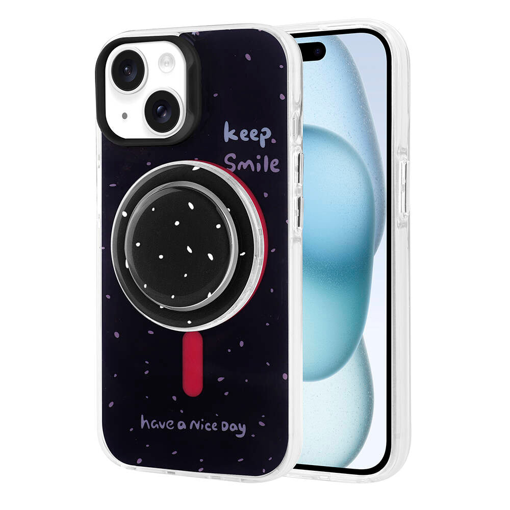 Apple iPhone 15 Kılıf Magsafe Şarj Özellikli Tak-Çıkar Pop Soketli Zore Tiktok Kapak Mor