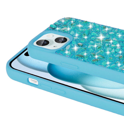 Apple iPhone 15 Kılıf Parlak Taşlı Tasarım Zore Linea Diamond Kapak Lacivert