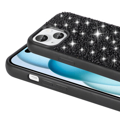 Apple iPhone 15 Kılıf Parlak Taşlı Tasarım Zore Linea Diamond Kapak Lacivert