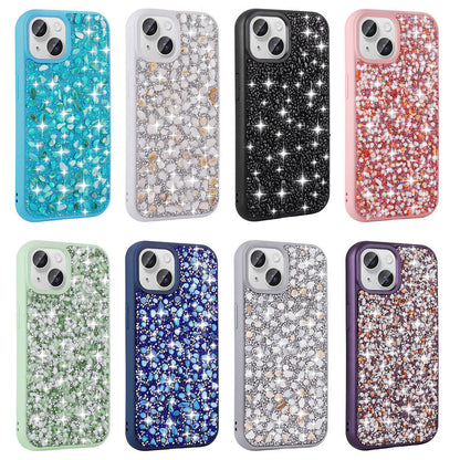 Apple iPhone 15 Kılıf Parlak Taşlı Tasarım Zore Linea Diamond Kapak Açık Yeşil