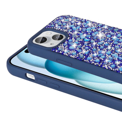 Apple iPhone 15 Kılıf Parlak Taşlı Tasarım Zore Linea Diamond Kapak Lacivert