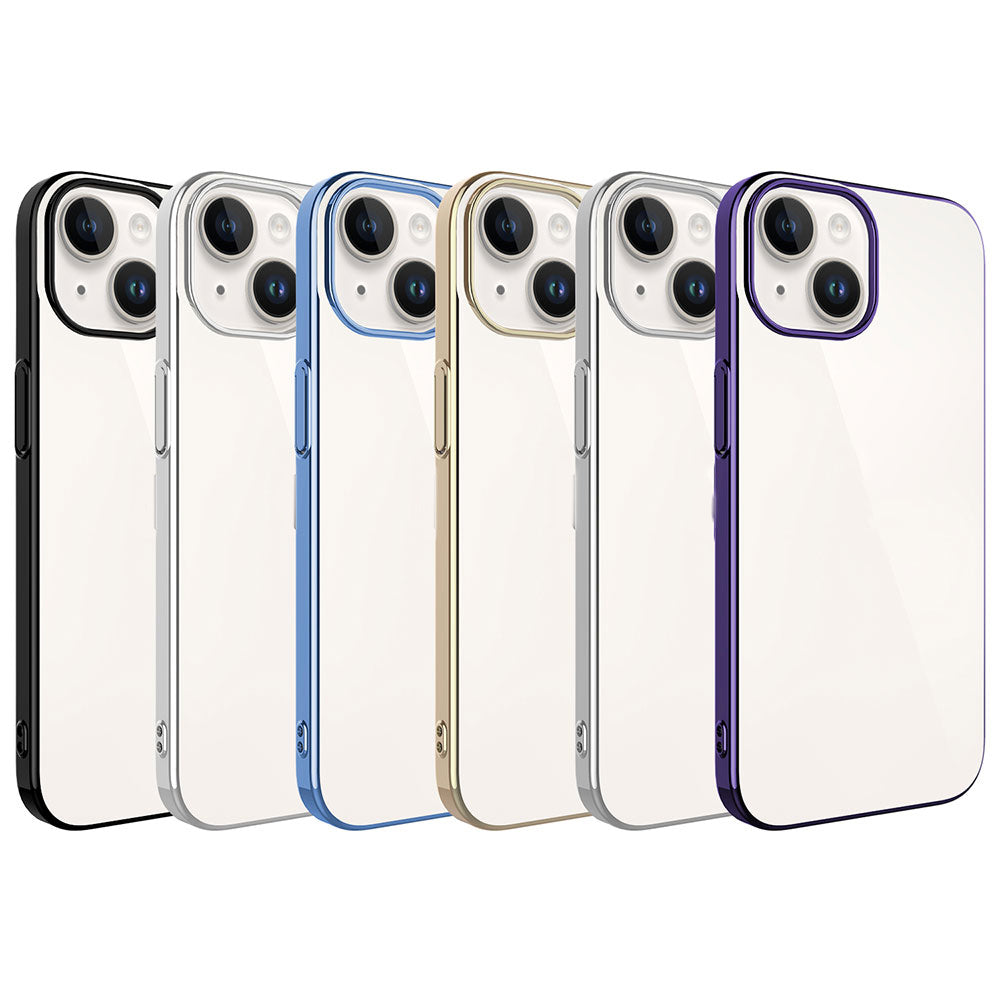Apple iPhone 15 Kılıf Sert PC Renkli Çerçeveli Zore Riksos Kapak Koyu Gri