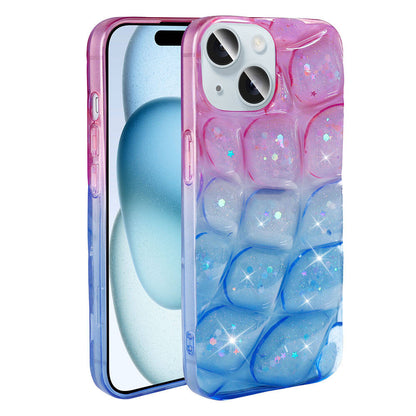 Apple iPhone 15 Kılıf Simli 3D Desenli Zore Hacar Kapak Pembe-Mor