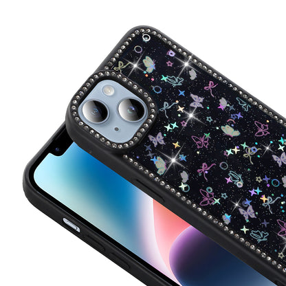 Apple iPhone 15 Kılıf Taşlı ve Simli Tasarım Zore Azra Kapak Pembe