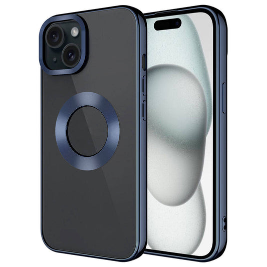 Apple iPhone 15 Kılıf Tek Kamera Çerçeveli Logo Gösteren Zore Omega Kapak Lacivert