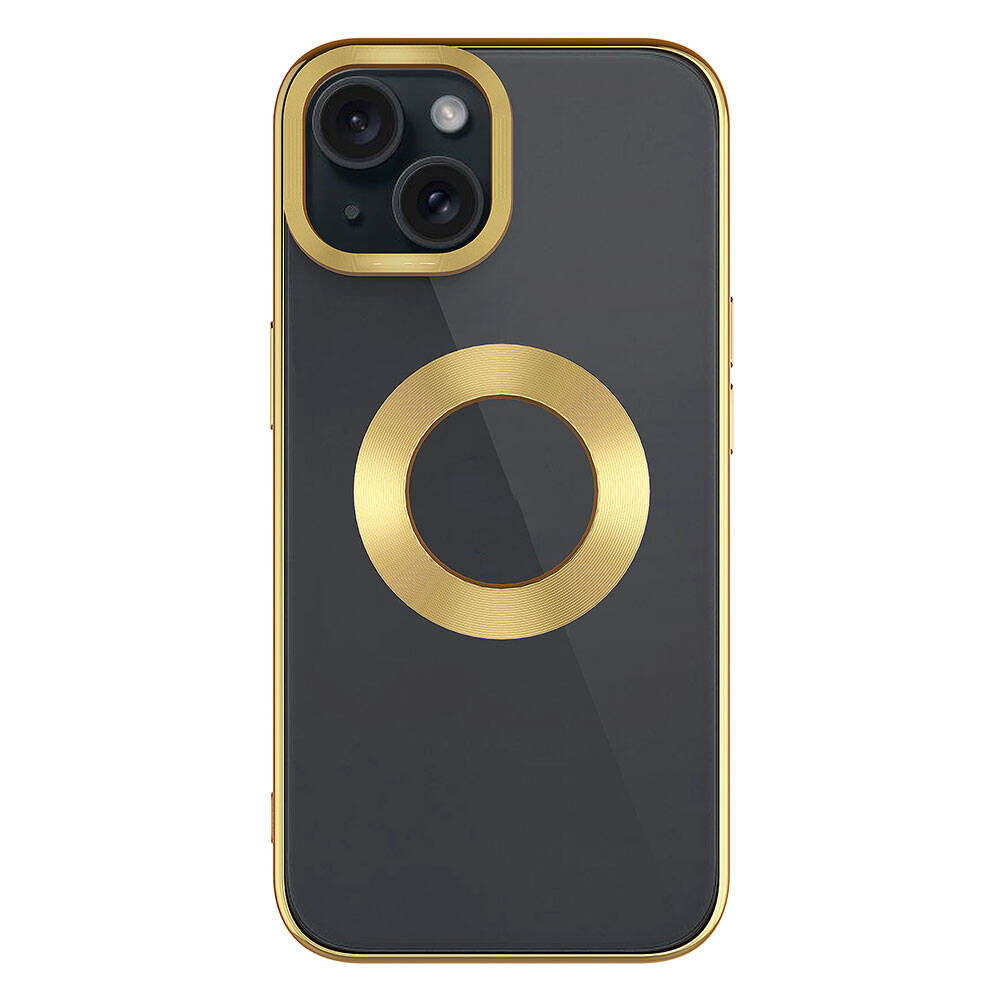 Apple iPhone 15 Kılıf Tek Kamera Çerçeveli Logo Gösteren Zore Omega Kapak Titanyum