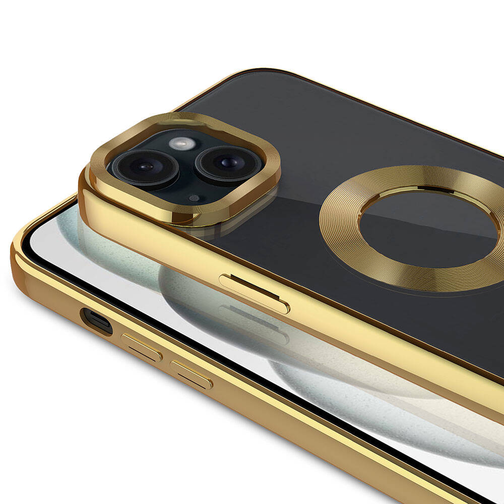 Apple iPhone 15 Kılıf Tek Kamera Çerçeveli Logo Gösteren Zore Omega Kapak Lila