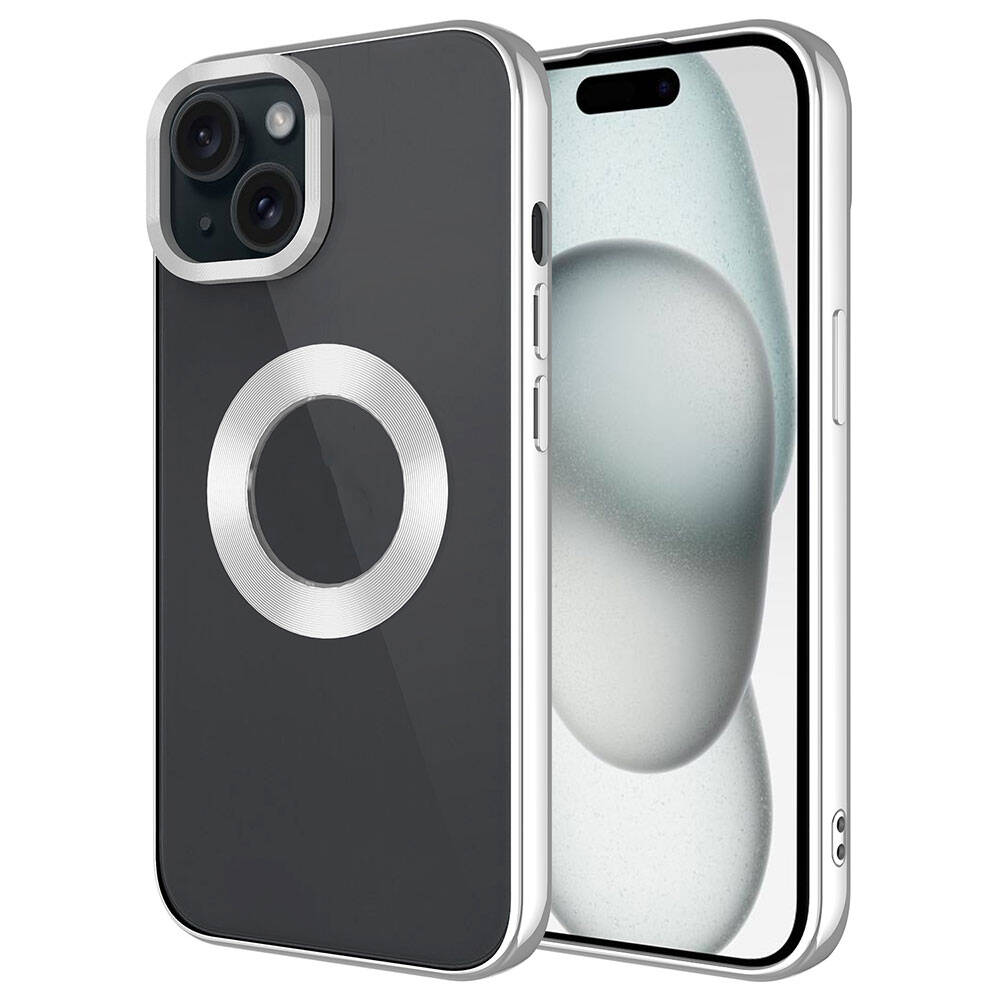 Apple iPhone 15 Kılıf Tek Kamera Çerçeveli Logo Gösteren Zore Omega Kapak Derin Mor