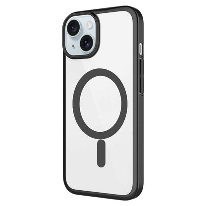 Apple iPhone 15 Kılıf Wireless Şarj Özellikli Sert PC Zore Mat Riksos Magsafe Kapak Siyah