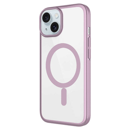 Apple iPhone 15 Kılıf Wireless Şarj Özellikli Sert PC Zore Mat Riksos Magsafe Kapak Pembe