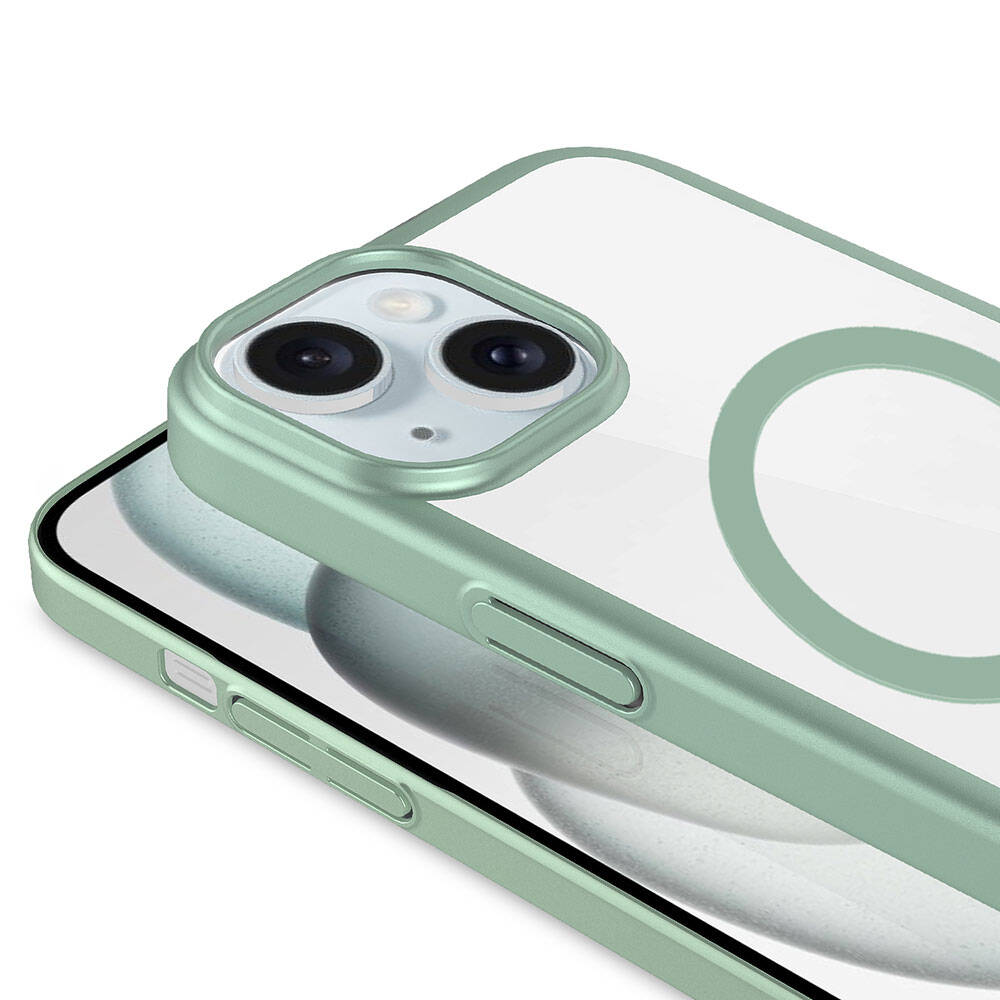 Apple iPhone 15 Kılıf Wireless Şarj Özellikli Sert PC Zore Mat Riksos Magsafe Kapak Pembe