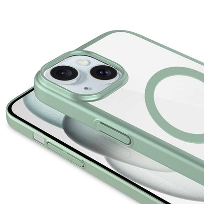 Apple iPhone 15 Kılıf Wireless Şarj Özellikli Sert PC Zore Mat Riksos Magsafe Kapak Pembe