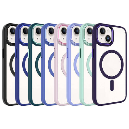 Apple iPhone 15 Kılıf Wireless Şarj Özellikli Zore Krom M-safe Silikon Kapak Lavendery Gray
