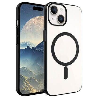 Apple iPhone 15 Kılıf Zore Wireless Şarj Özellikli Pixel Magsafe Kapak Gümüş