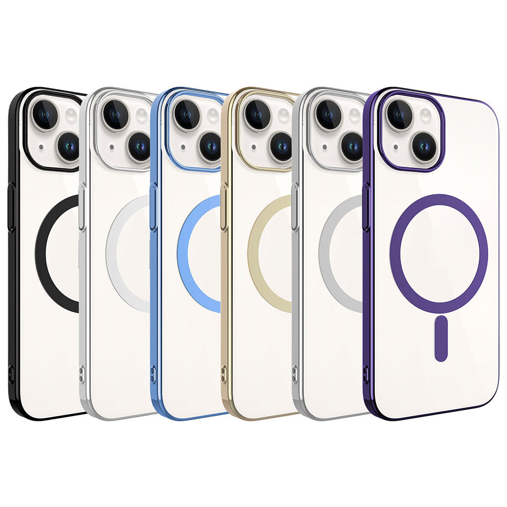 Apple iPhone 15 Kılıf Zore Wireless Şarj Özellikli Pixel Magsafe Kapak Derin Mor