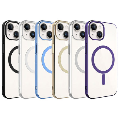 Apple iPhone 15 Kılıf Zore Wireless Şarj Özellikli Pixel Magsafe Kapak Gold