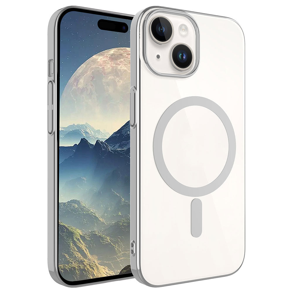 Apple iPhone 15 Kılıf Zore Wireless Şarj Özellikli Pixel Magsafe Kapak Koyu Gri