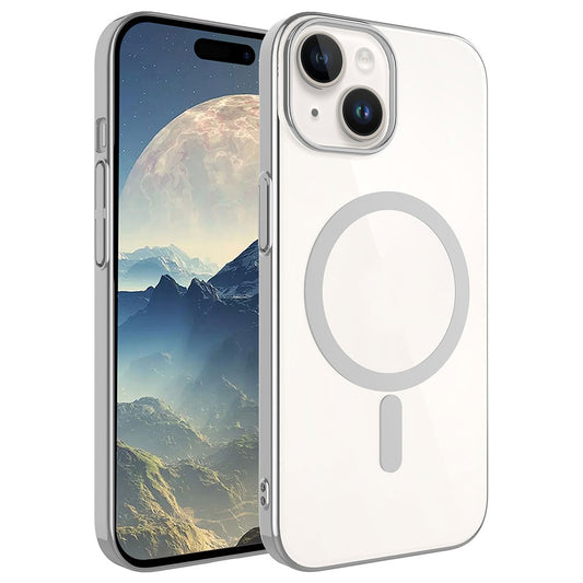 Apple iPhone 15 Kılıf Zore Wireless Şarj Özellikli Pixel Magsafe Kapak Koyu Gri