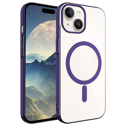 Apple iPhone 15 Kılıf Zore Wireless Şarj Özellikli Pixel Magsafe Kapak Derin Mor
