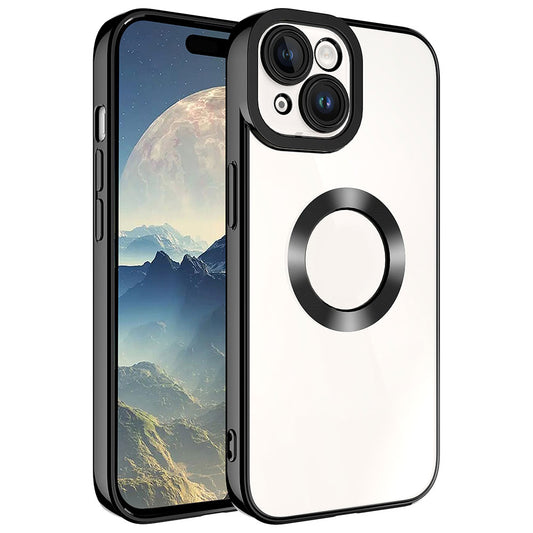 Apple iPhone 15 Plus Kılıf Kamera Korumalı Logo Gösteren Zore Omega Kapak Siyah