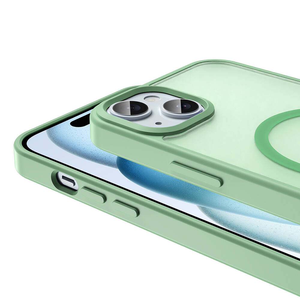 Apple iPhone 15 Plus Kılıf M-safe Şarj Özellikli Mat Arka Yüzey Zore Sio Kapak Kahverengi