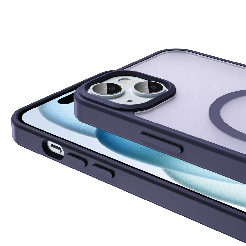 Apple iPhone 15 Plus Kılıf M-safe Şarj Özellikli Mat Arka Yüzey Zore Sio Kapak Kahverengi